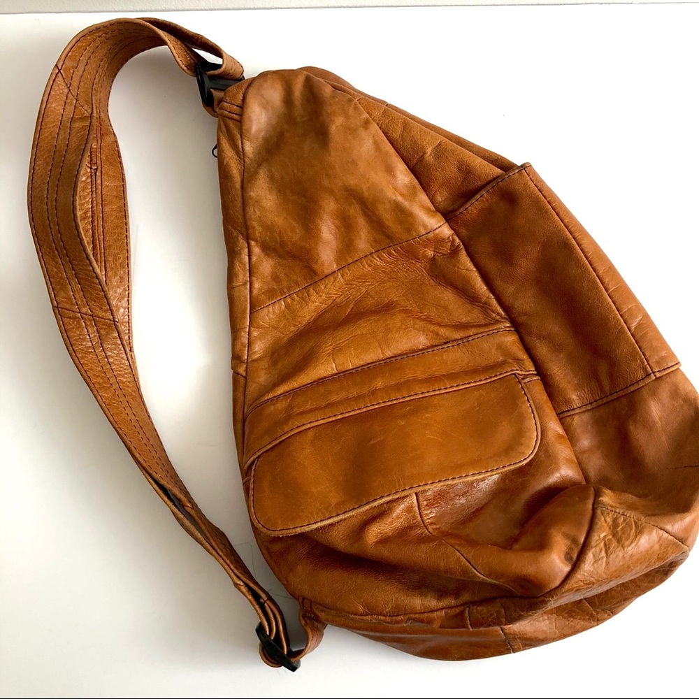 Vintage Genuine Leather Brown Shoulder Knapsack